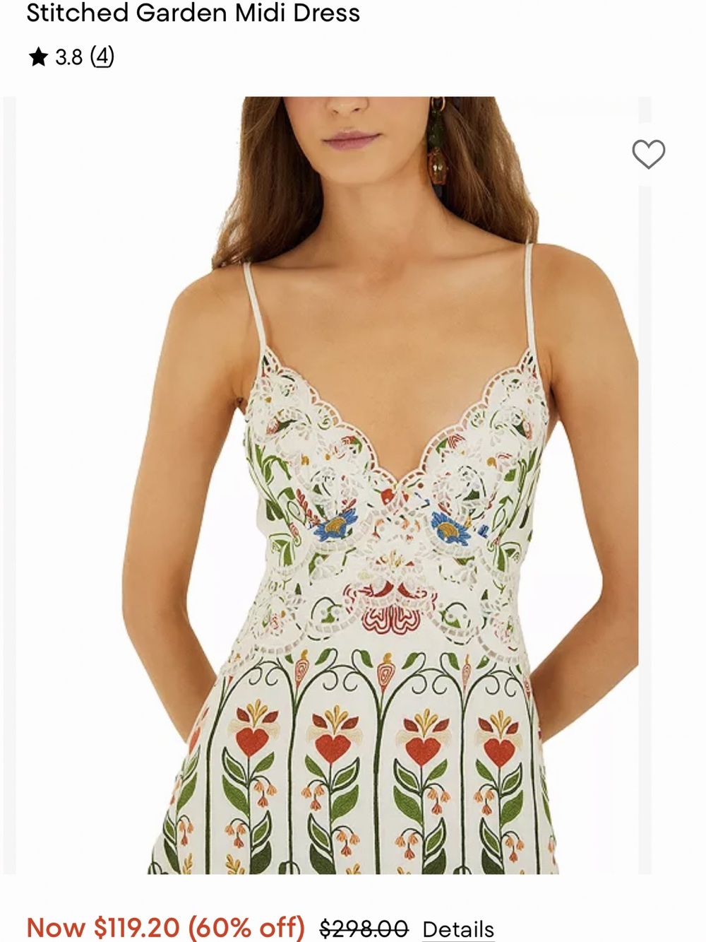 FARM RIO Stitched Garden Off White Midi Dress - S - Picture 2 of 10